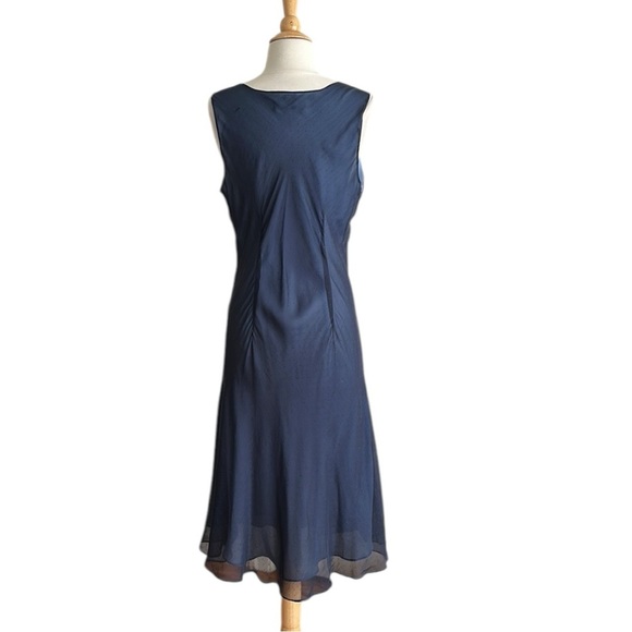 EXPRESS Vintage Y2K Sheer Silk MIDI Dress Babydoll Blue Cocktail Attire 13/14 - Picture 7 of 15
